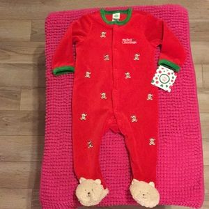 Baby's First Christmas Red Velour Onsie 9months